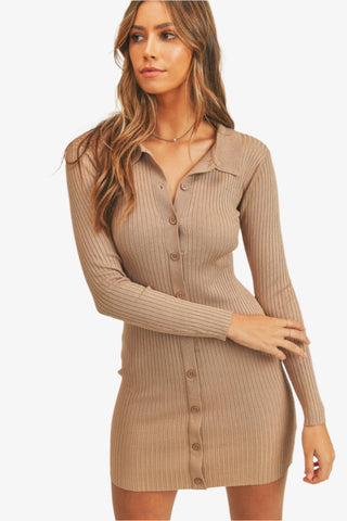 Ribbed Mini Shirt Dress