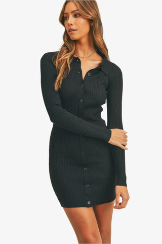 Ribbed Mini Shirt Dress