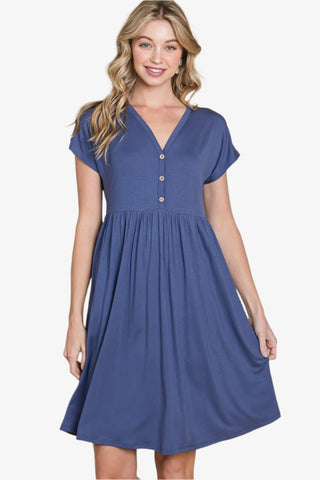 Blue Short Sleeve Dress