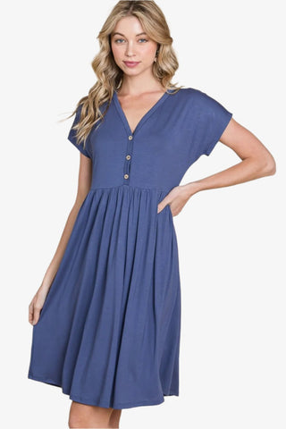 Blue Short Sleeve Dress