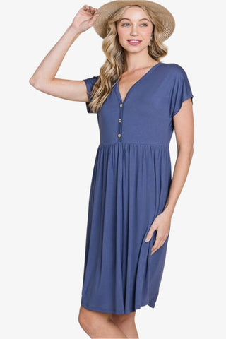 Blue Short Sleeve Dress