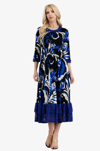 Paisley Ruffled Midi Dress