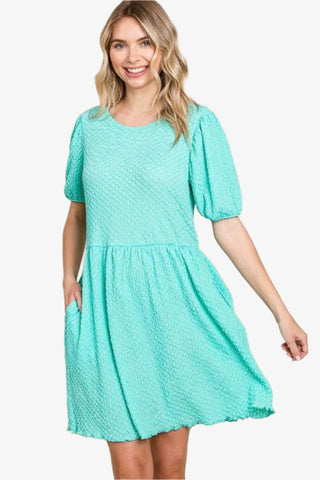 Mint Puff Sleeve Dress