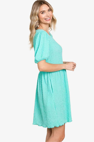 Mint Puff Sleeve Dress