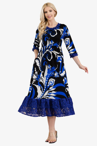 Paisley Ruffled Midi Dress