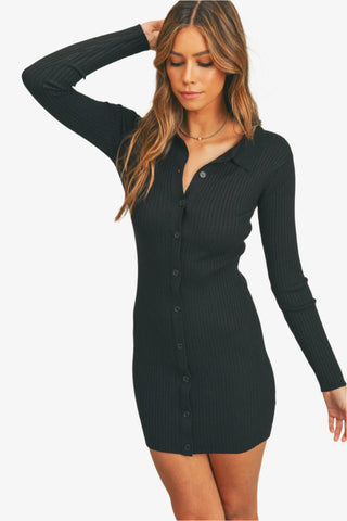 Ribbed Mini Shirt Dress